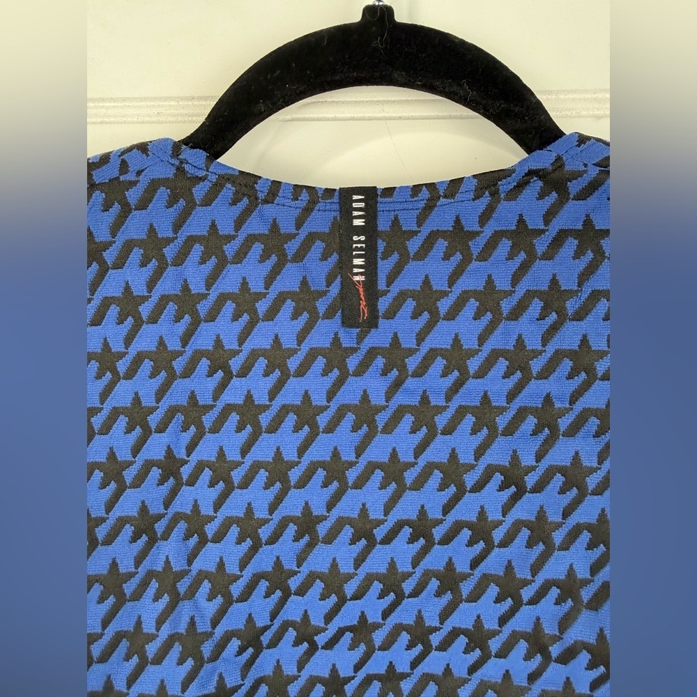 Adam Selman Sport Blue Houndstooth Crop workout long sleeved bra Top. Size Large - Picture 5 of 6